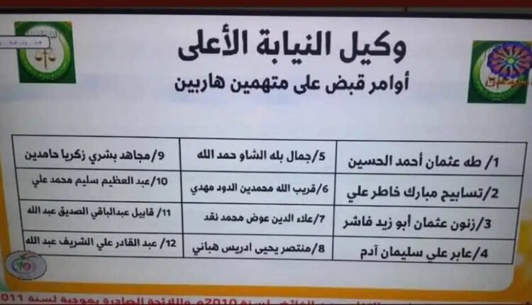 أوامر قبض بحق 12 شخصاً بينهم مدير  سابق لمكاتب “البشير” ومذيعة بارزة