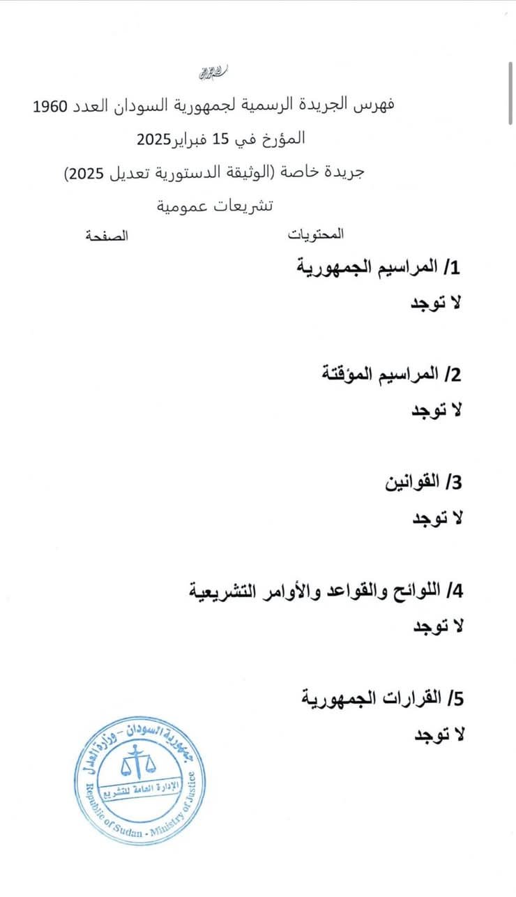 ينشر "تاق برس" التفاصيل الكاملة لتعديلات الوثيقة الدستورية في السودان